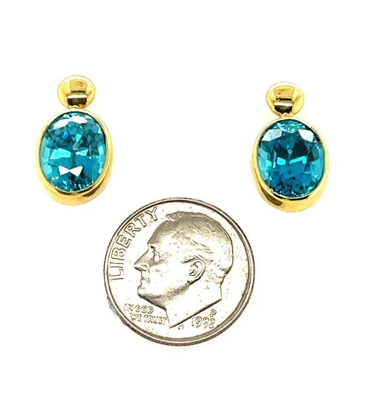 10.62 ct. t.w. Blue Zircon Drop Earrings in 18k Yellow Gold