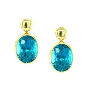 10.62 ct. t.w. Blue Zircon Drop Earrings in 18k Yellow Gold