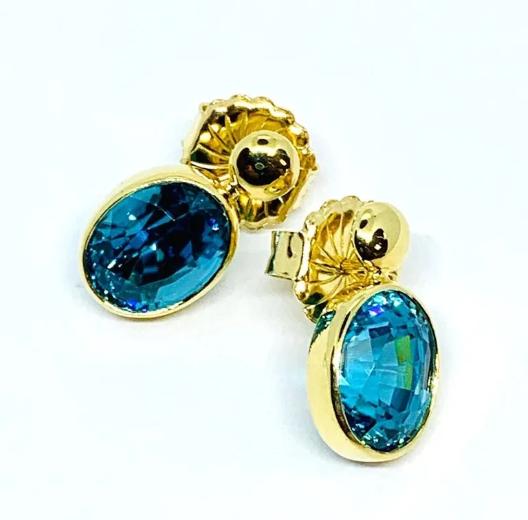 10.62 ct. t.w. Blue Zircon Drop Earrings in 18k Yellow Gold