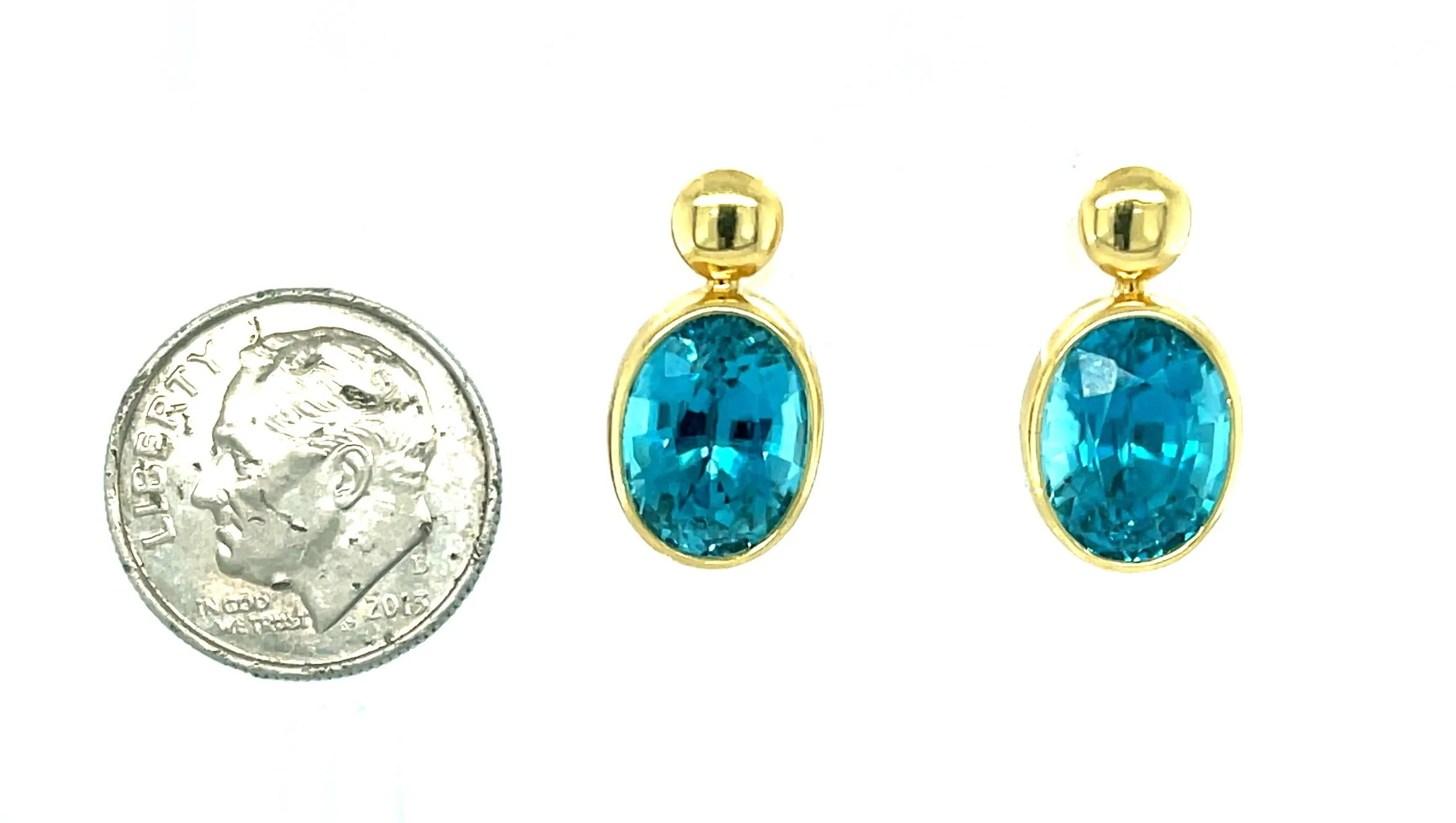 10.62 ct. t.w. Blue Zircon Drop Earrings in 18k Yellow Gold