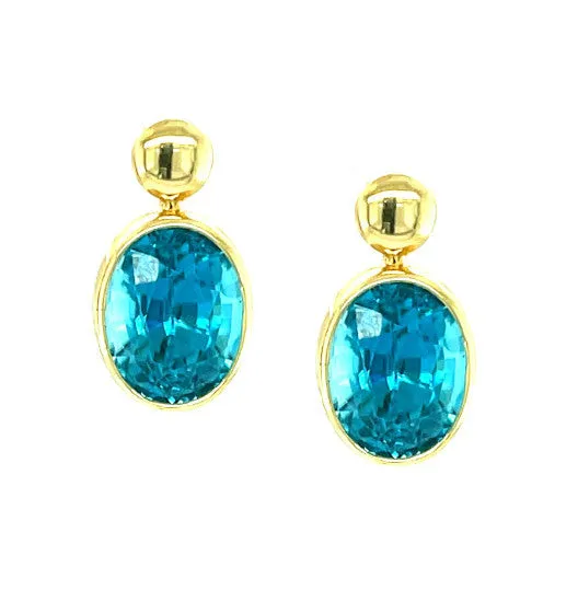 10.62 ct. t.w. Blue Zircon Drop Earrings in 18k Yellow Gold