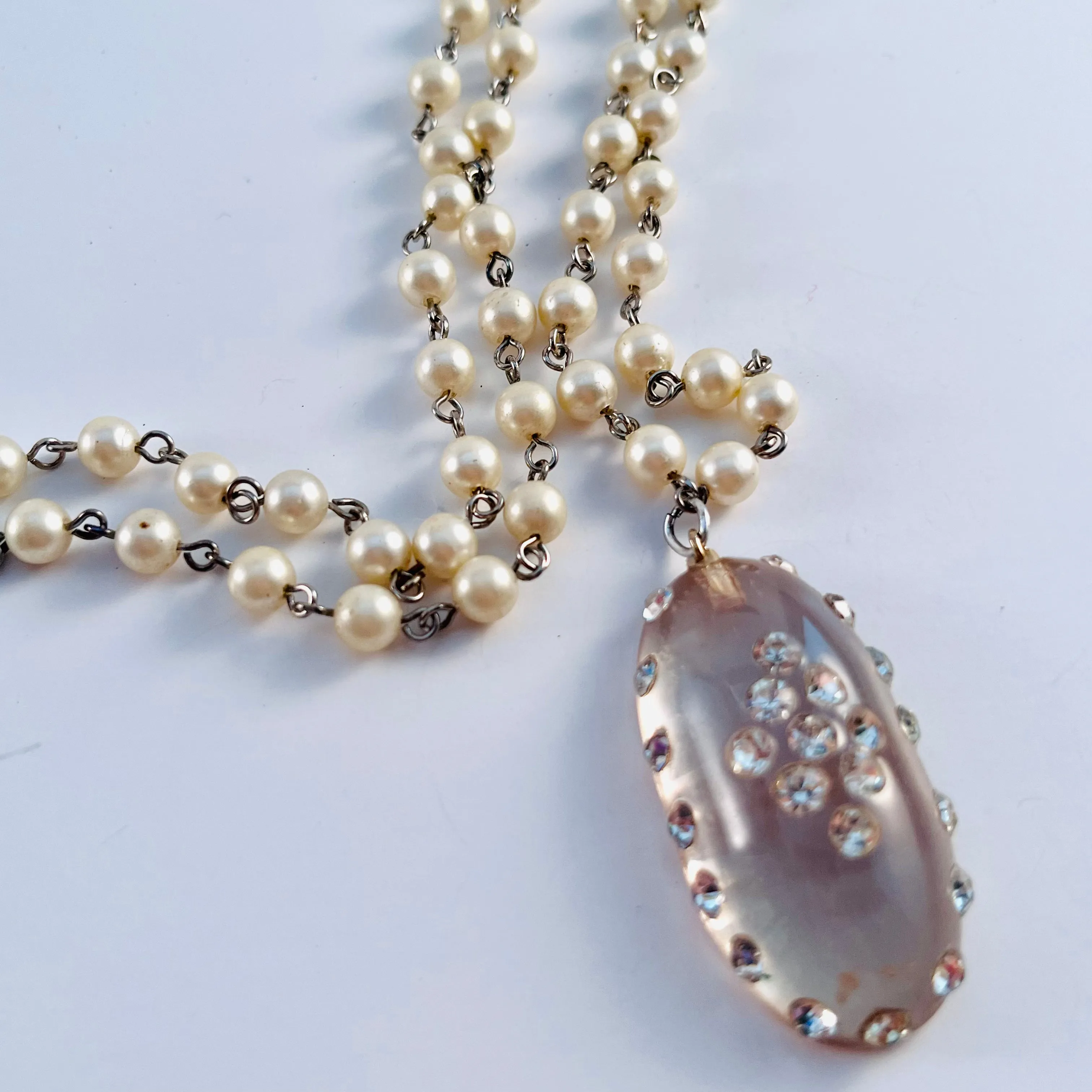1950s Made In Germany Lucite Pendant Necklace