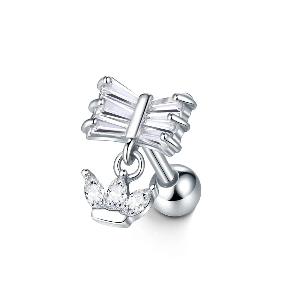 1PC Stainless Steel Zircon Ear Piercing Earring for Women Korean Exquisite Snake Ear Studs Cartilage Earring Body Jewelry Gift