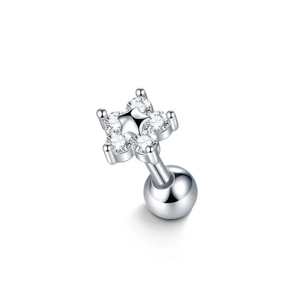 1PC Stainless Steel Zircon Ear Piercing Earring for Women Korean Exquisite Snake Ear Studs Cartilage Earring Body Jewelry Gift