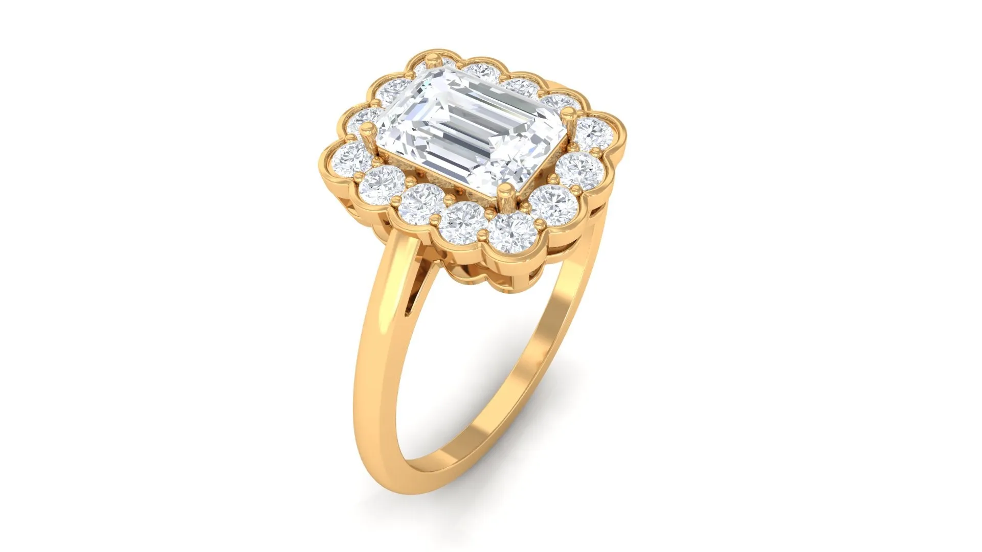 2.25 CT Octagon Cut Zircon Statement Engagement Ring with Halo