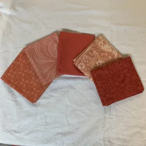 5 Half Yards Bundle pack #1057 Red, Coral, Pink, White