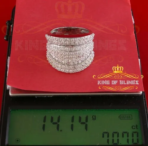 7.75ct Round/Baguette Cubic Zirconia Cocktail White Silver Men's Ring Size 8
