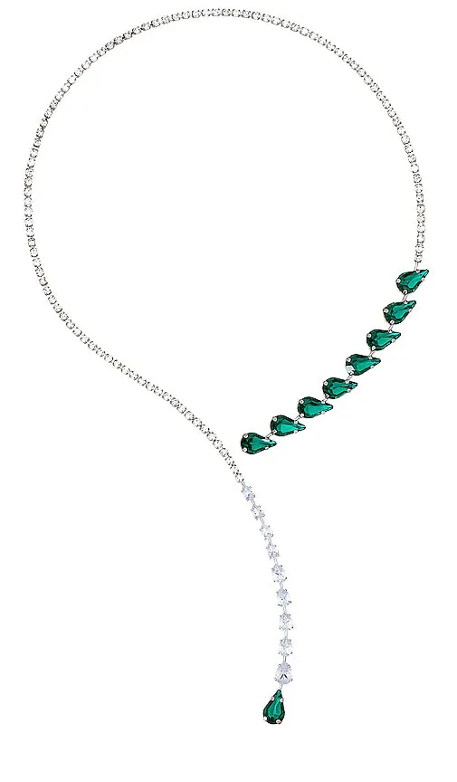 8 Other Reasons Emerald Drops Necklace in Metallic Silver