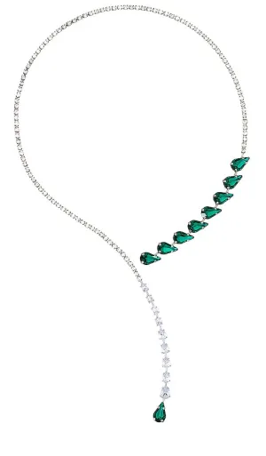 8 Other Reasons Emerald Drops Necklace in Metallic Silver