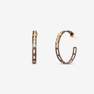 Armenta 18K Yellow Gold & Grey Sterling Silver Morganite & Australian Opal Crivelli Hoop Earrings 20539