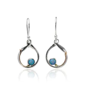 Banyan Blue Opal Circular Silver Earrings with Gold Fill Detailing