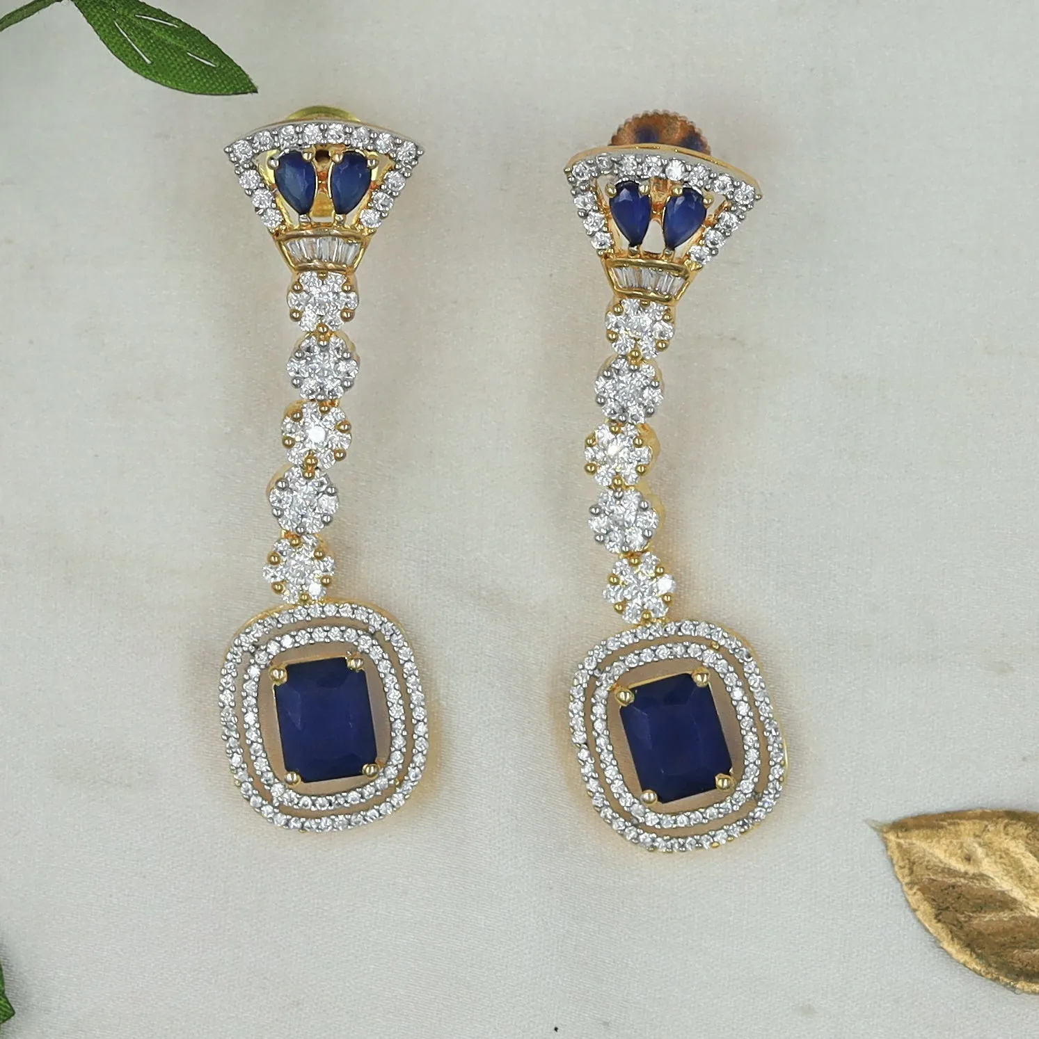 Blue Zircon/AD Earring 6530-1225
