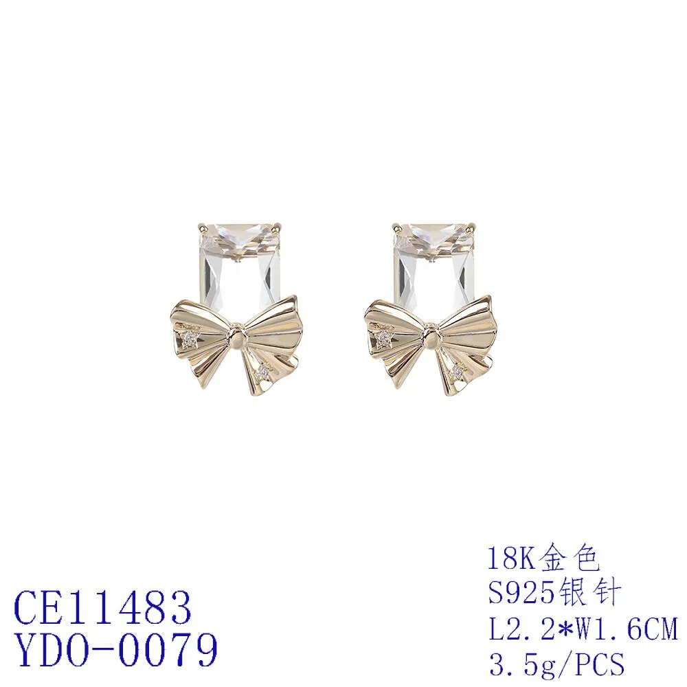 Bow Stud Earring for Girl, Multicolors Cubic Zirconia Earring for Women,Gathering Party Jewelry Accessories
