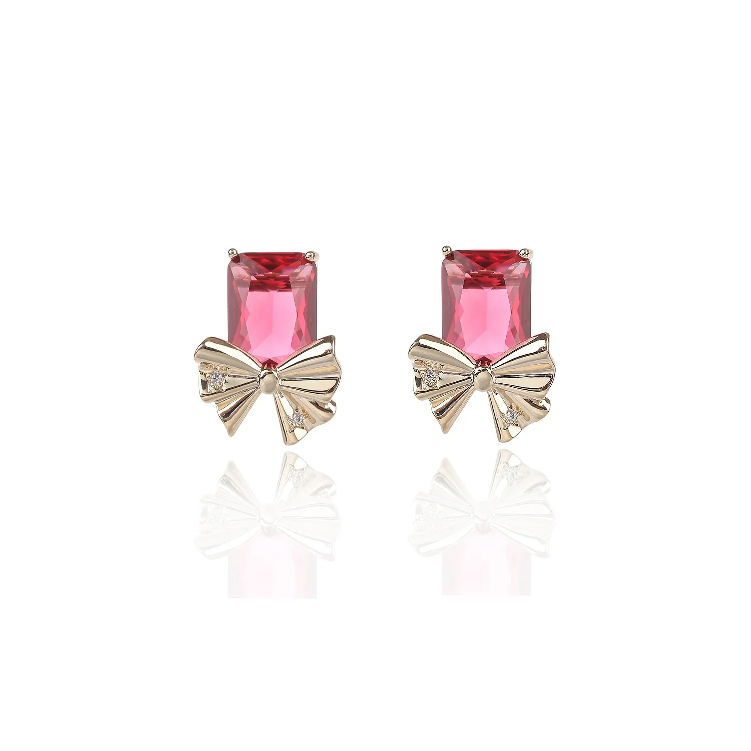 Bow Stud Earring for Girl, Multicolors Cubic Zirconia Earring for Women,Gathering Party Jewelry Accessories