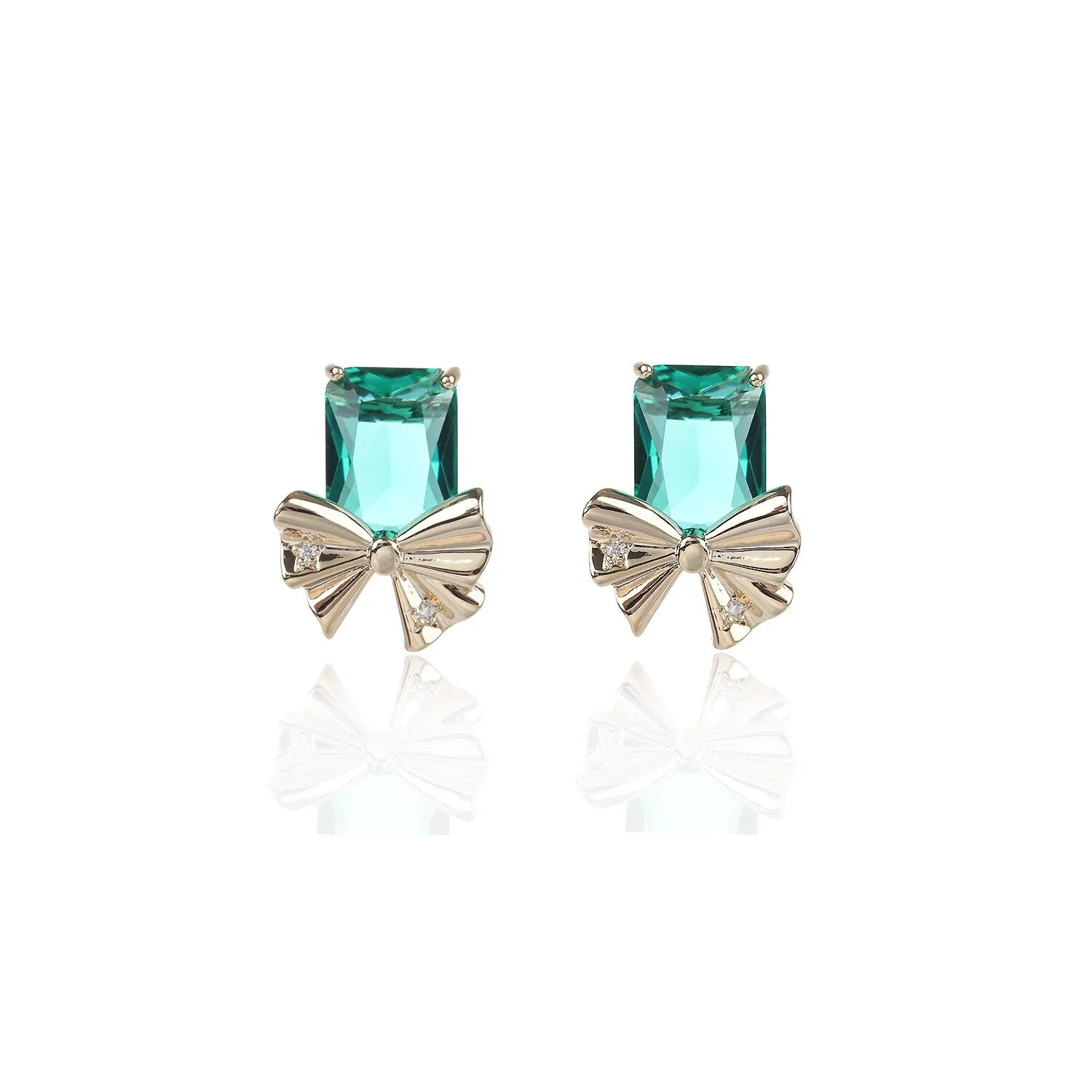 Bow Stud Earring for Girl, Multicolors Cubic Zirconia Earring for Women,Gathering Party Jewelry Accessories