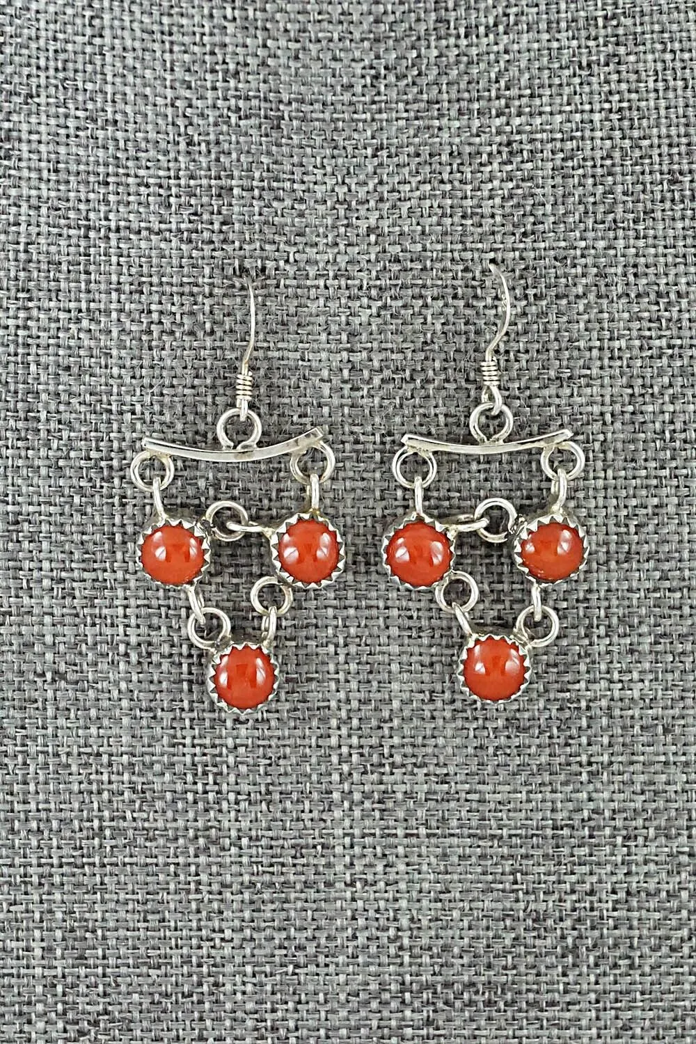 Coral & Sterling Silver Necklace and Earrings Set - Anthony Skeets