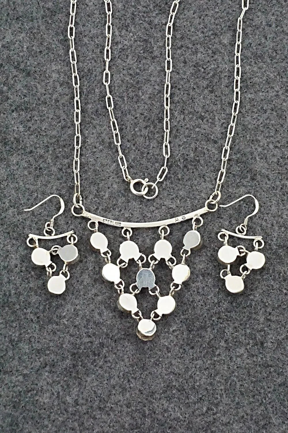 Coral & Sterling Silver Necklace and Earrings Set - Anthony Skeets