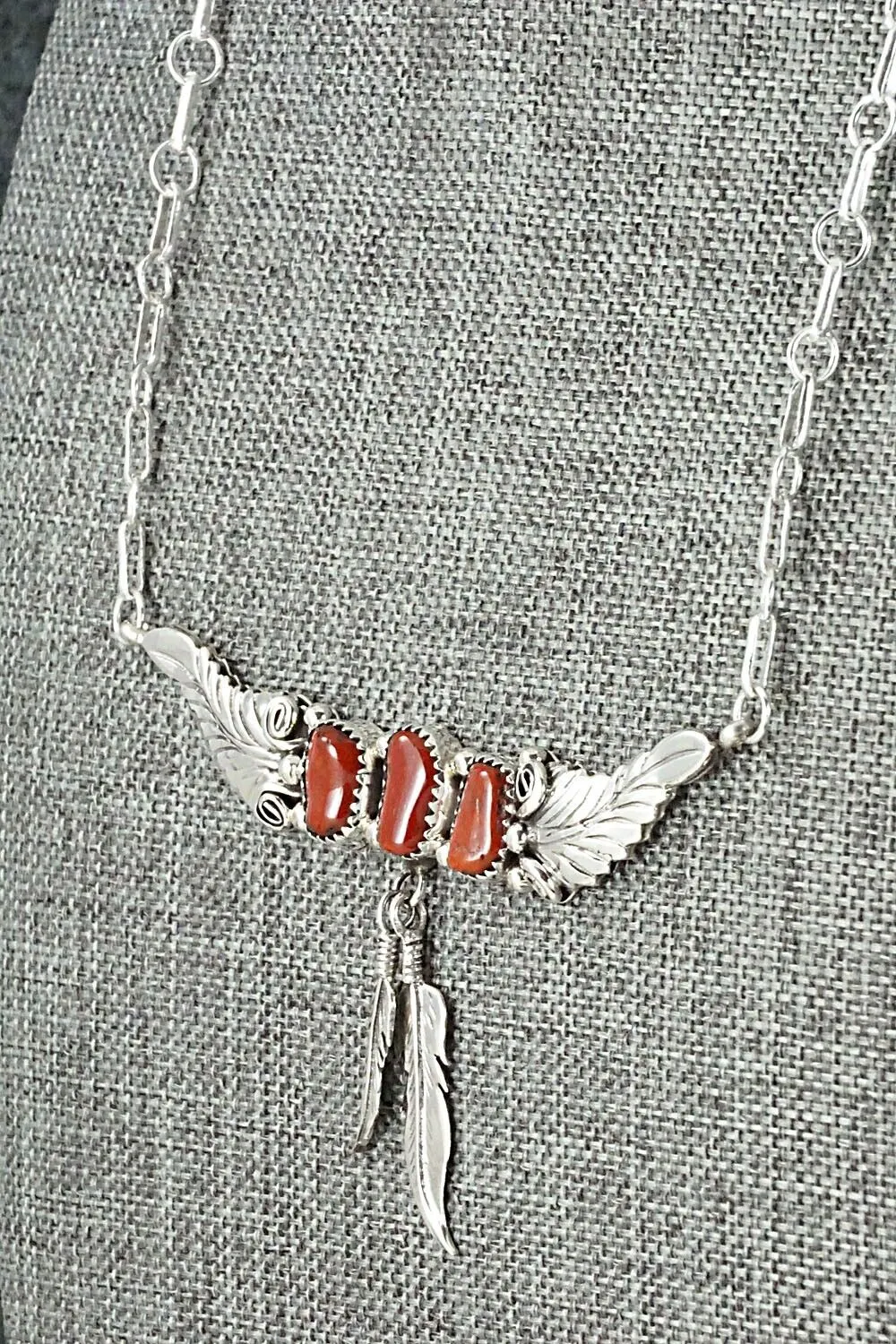 Coral & Sterling Silver Necklace - Sadie Jim
