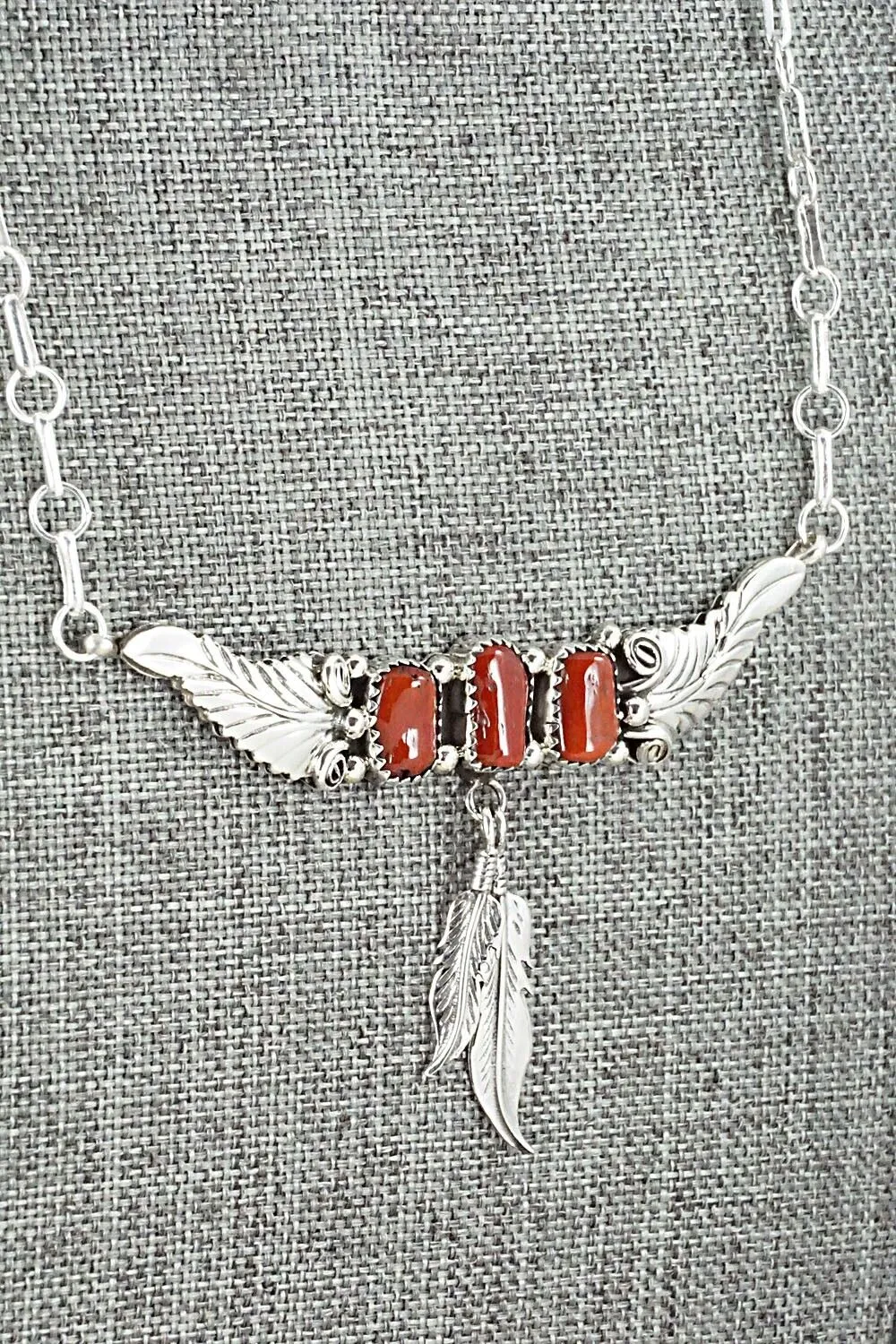 Coral & Sterling Silver Necklace - Sadie Jim