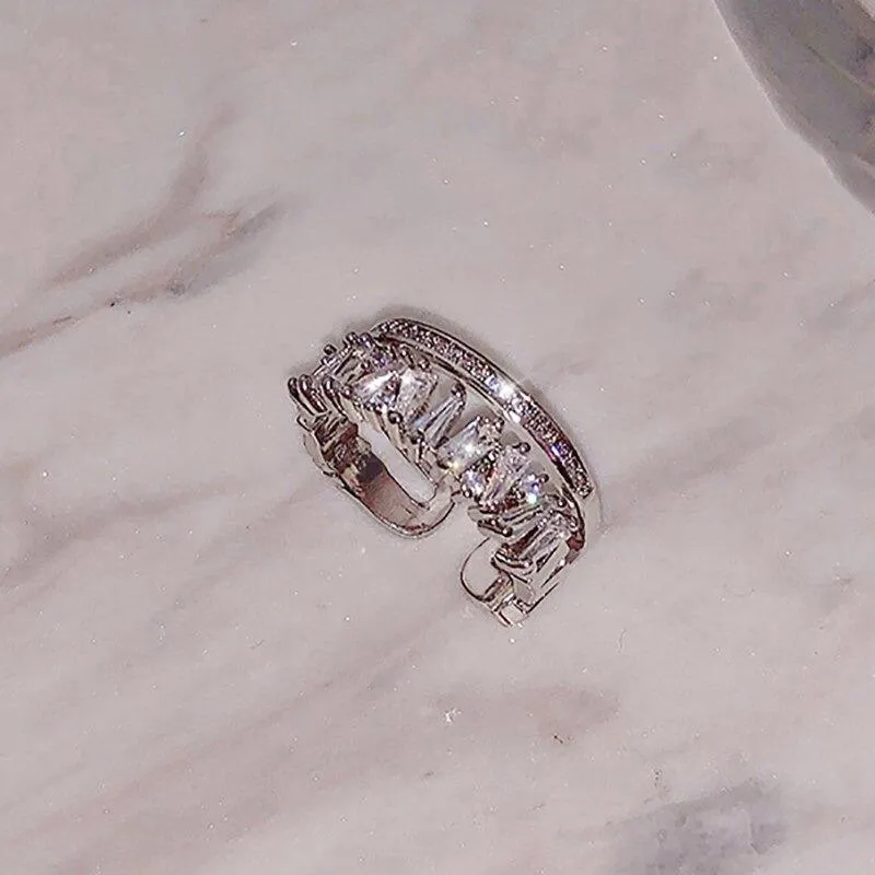 Exquisite Double Layer Zircon Adorned Rings