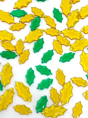 Fall Leaf Beads, Bead Leaves, Fall Themed Leaves, Leaf Charm for Jewelry Making, Holly Leaf Beads, Holly Beads for Garland