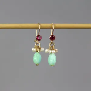 Fuchsia CZ Peruvian Opal Dew Earrings