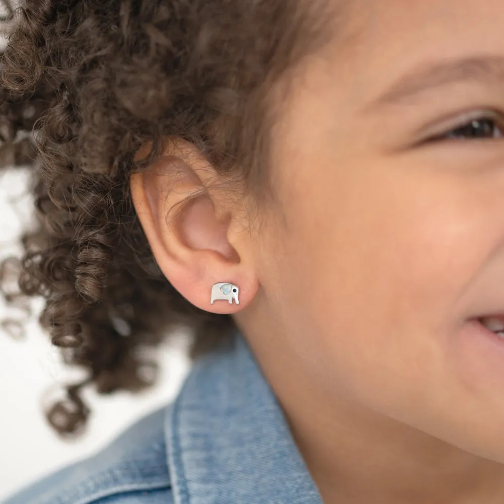 Gentle Giant Opal Kids / Children's / Girls Earrings Screw Back - Sterling Silver