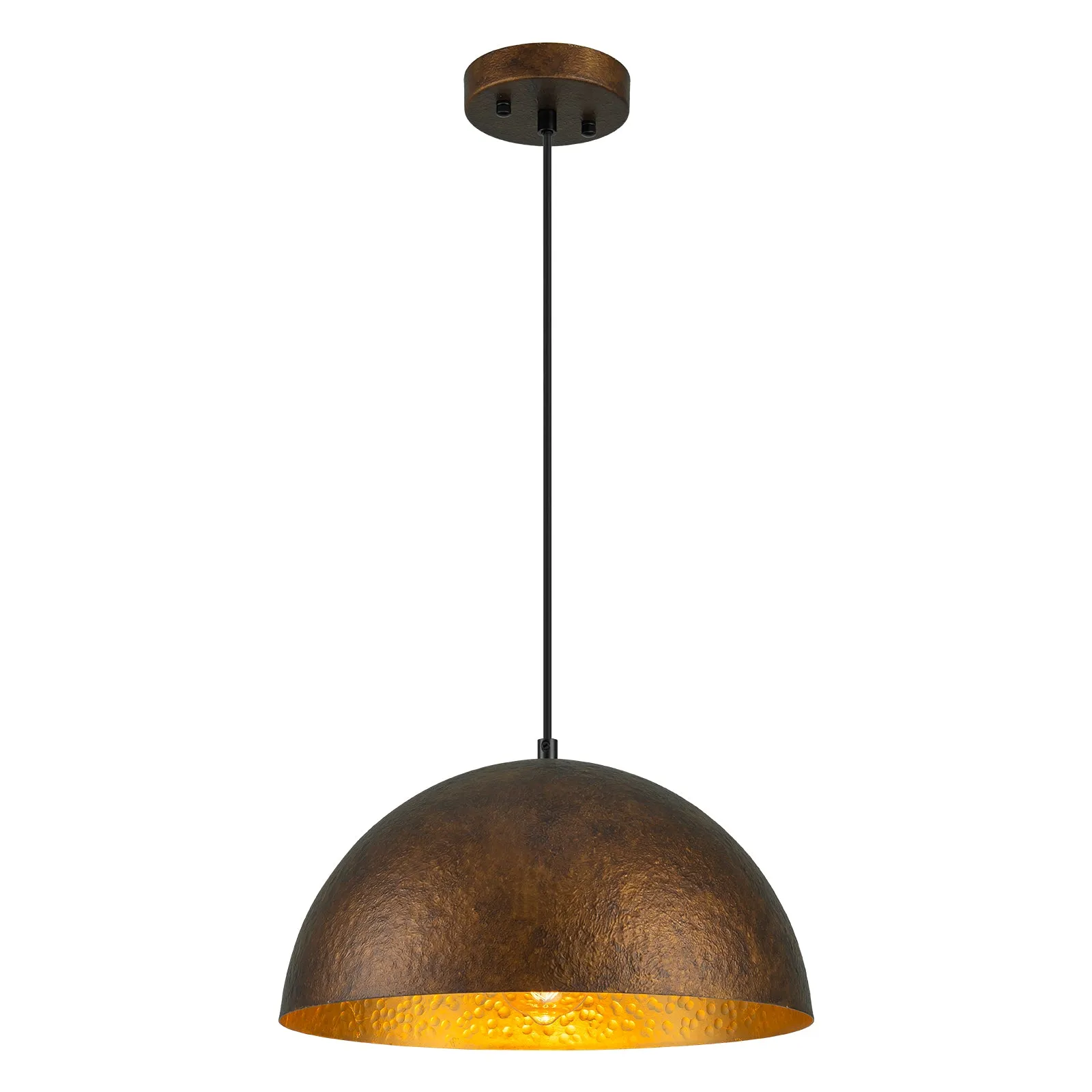 Glowlings 1/2-Light Industiral Antique Hammered Dome Copper Pendant Light