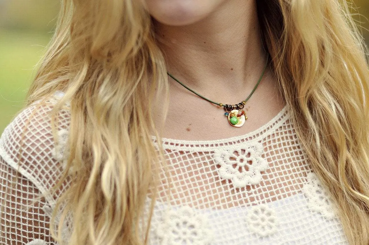 Gold OM Necklace with Turquoise and Findings