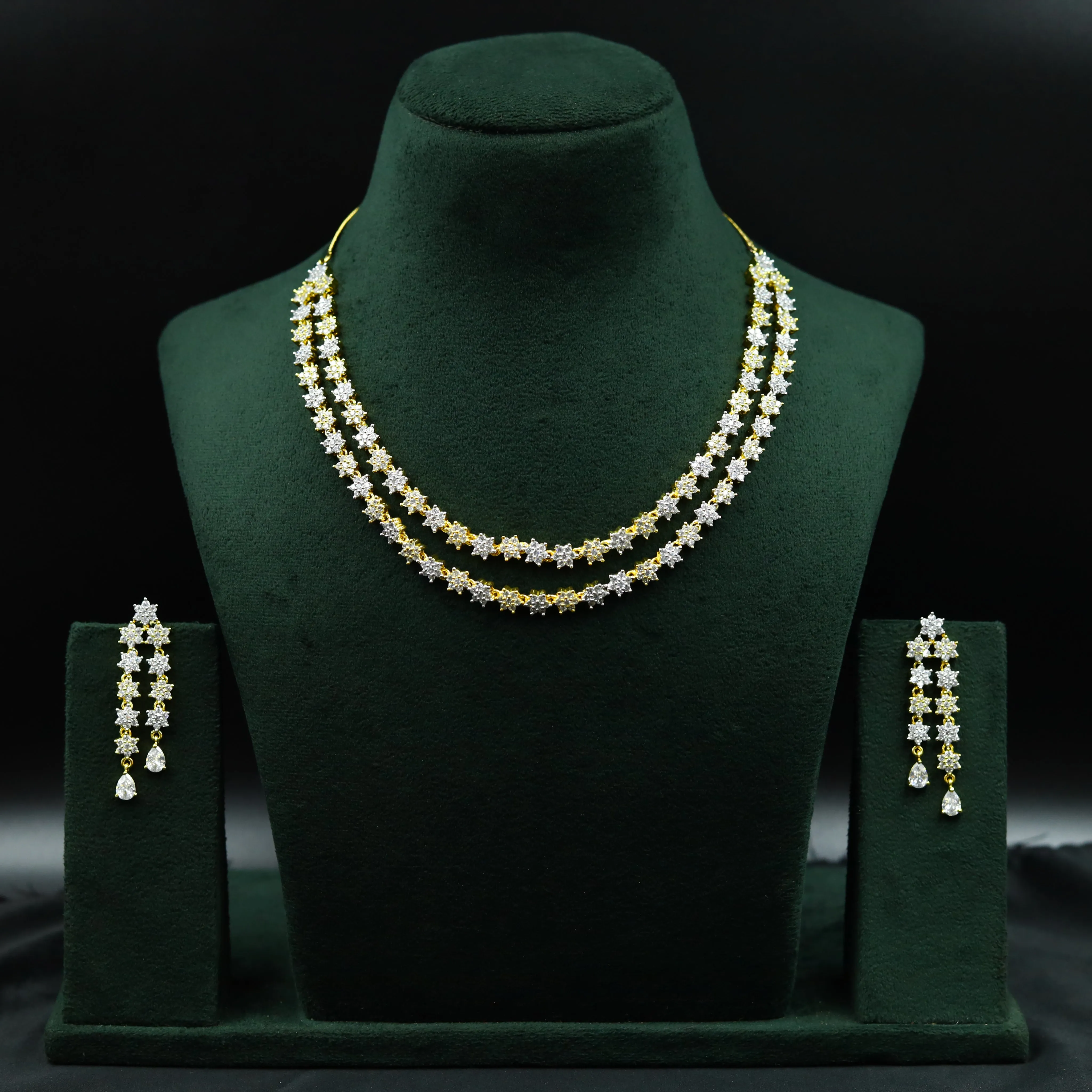 Gold Zircon/AD Necklace Set 7611-1197