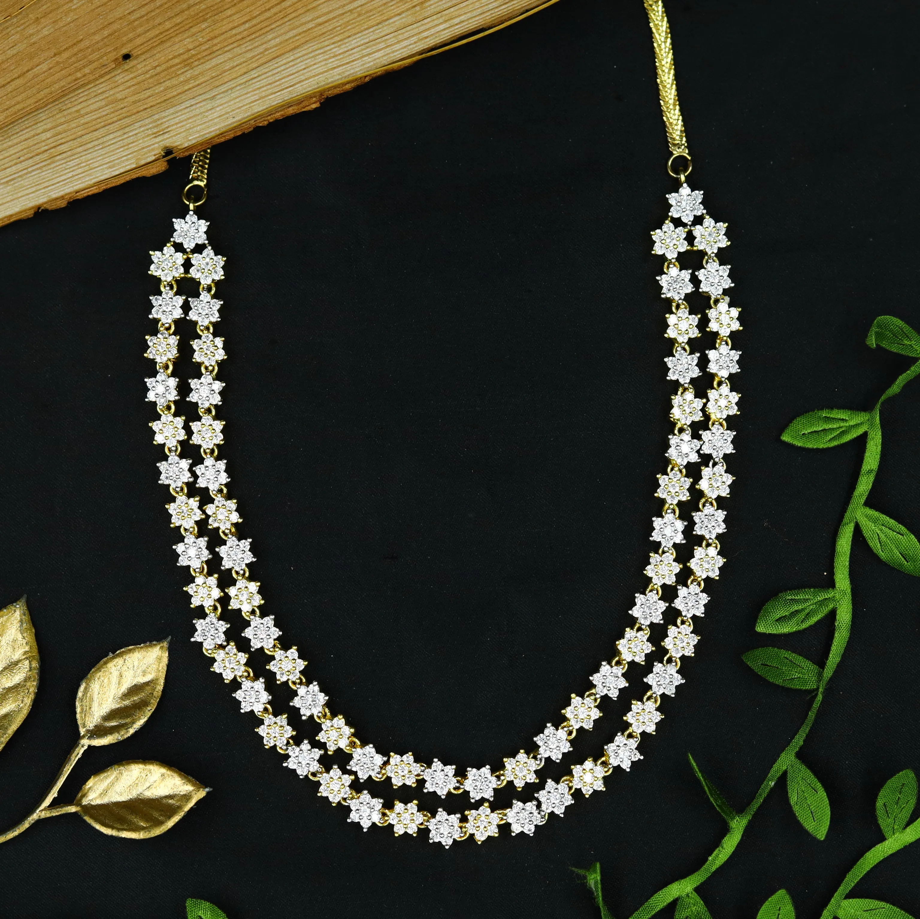 Gold Zircon/AD Necklace Set 7611-1197