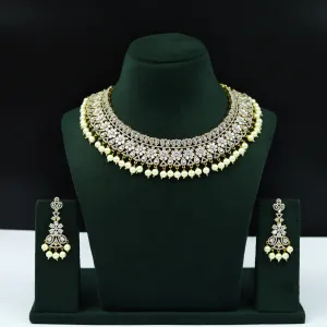 Gold Zircon/AD Necklace Set11568-7680