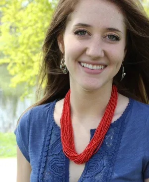 Handmade Sherpa Coral Thousand Bead Necklace