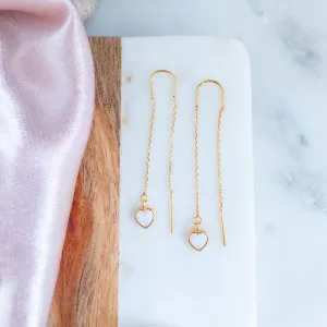 Heart Opal Threader Earrings