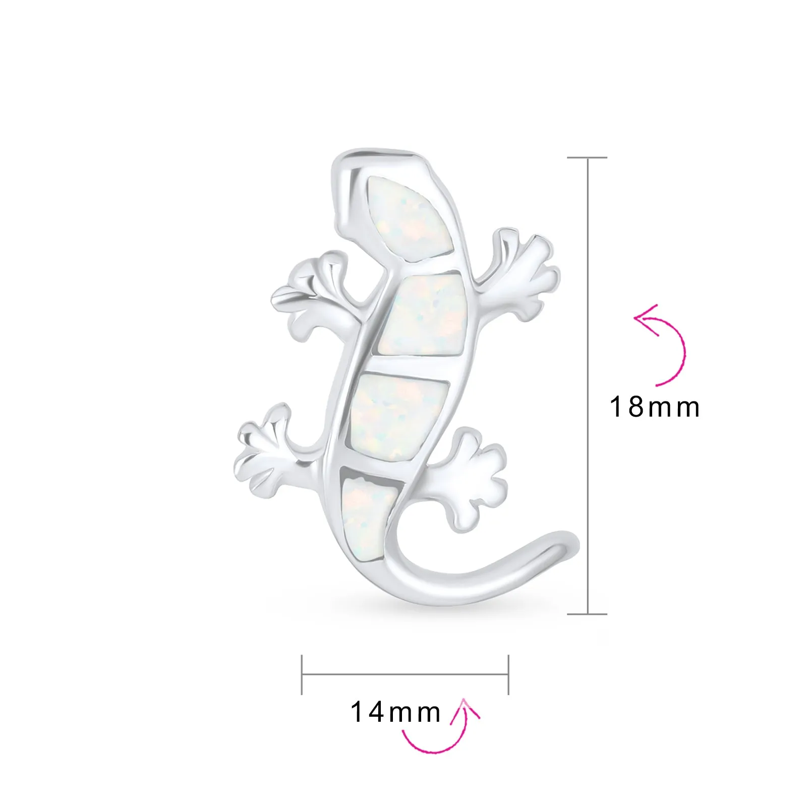 Iridescent Opal Inlay Gecko Lizard Stud Earrings Sterling Silver Birthstone