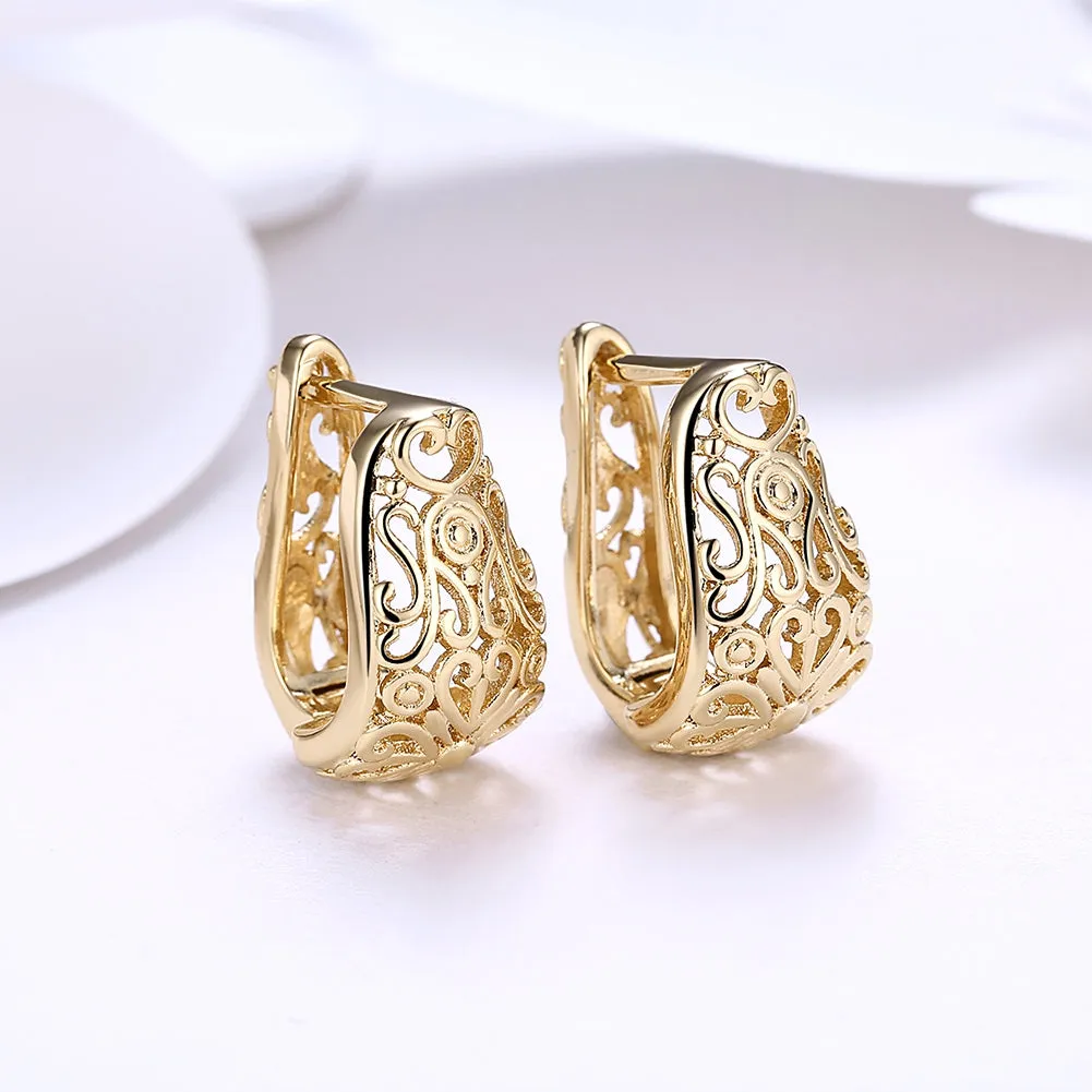 K Gold Zircon Earring Pattern Hollow Romantic Wind Earring Clip