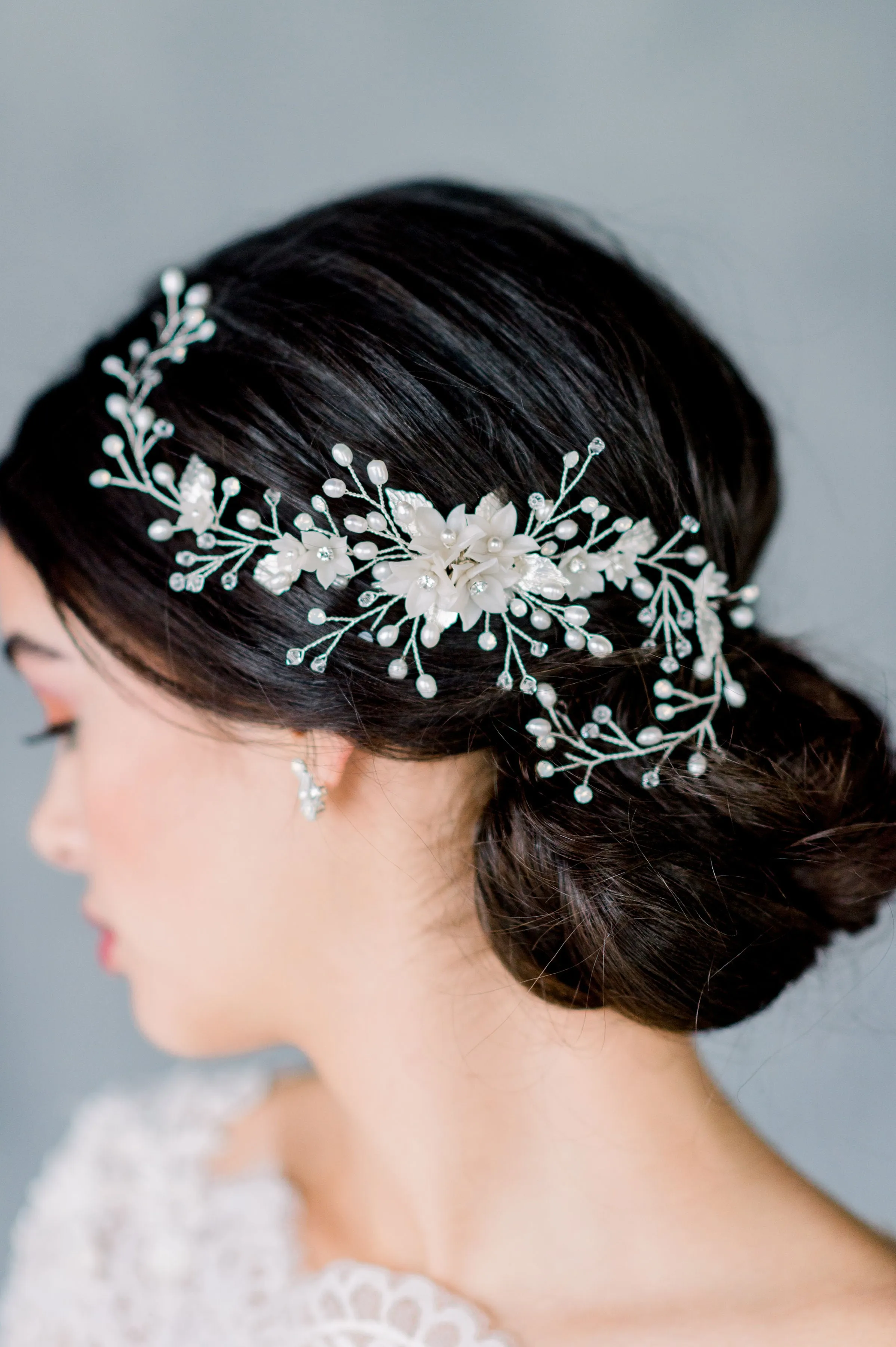 KELLY Flower Pearl Wedding Hair Vine