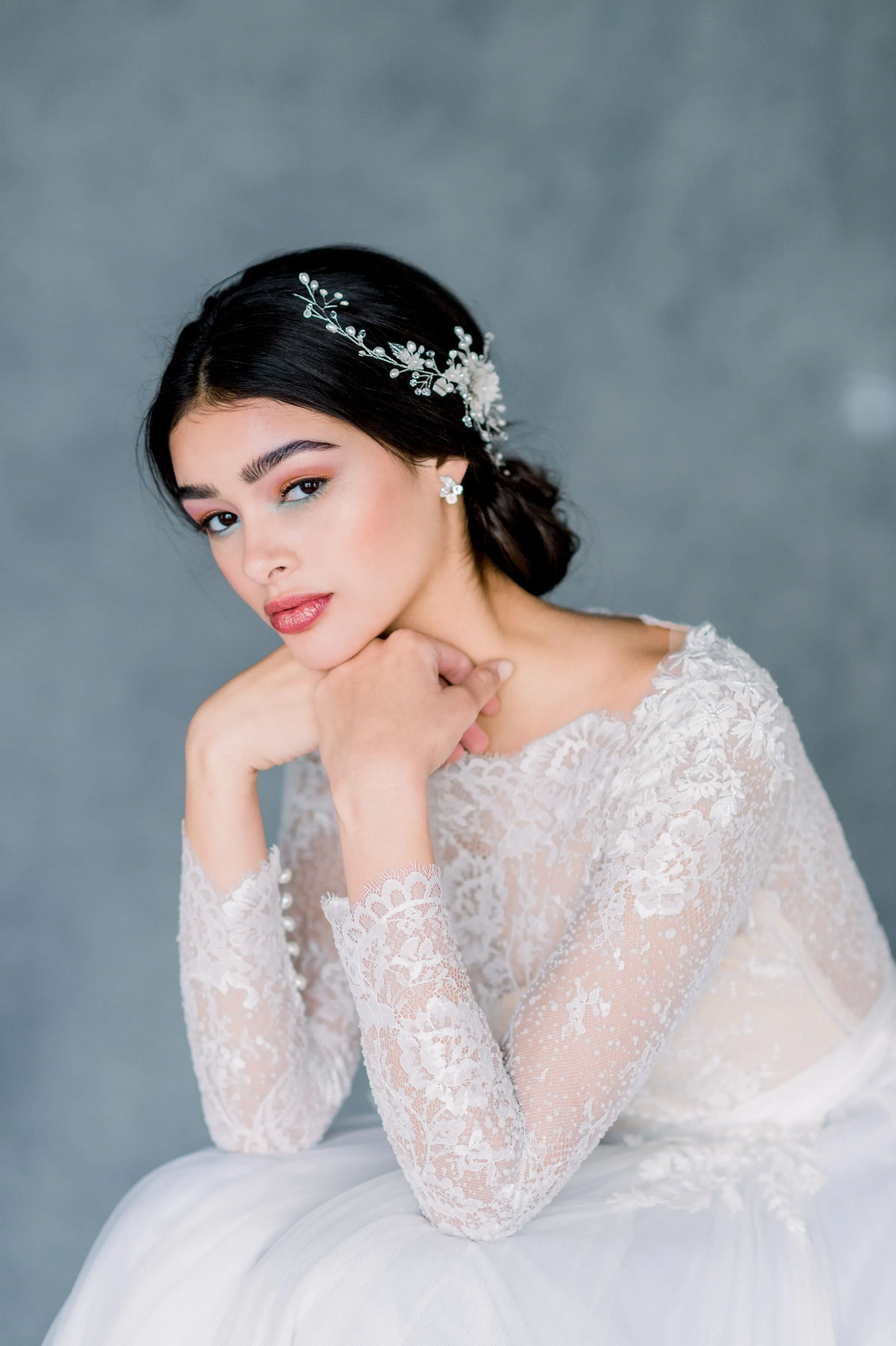 KELLY Flower Pearl Wedding Hair Vine
