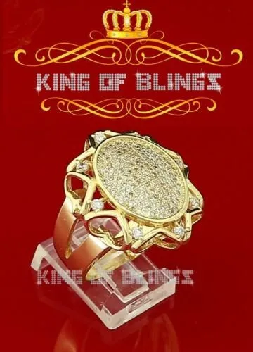 King Of Bling's 925 Yellow Sterling Silver 1.50ct Cubic Zirconia Men's Cocktail Ring Size 11