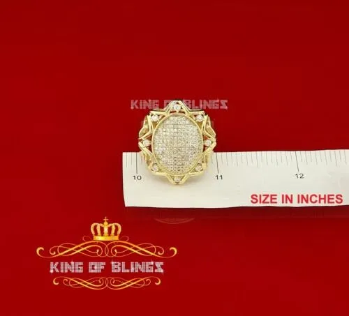 King Of Bling's 925 Yellow Sterling Silver 1.50ct Cubic Zirconia Men's Cocktail Ring Size 11