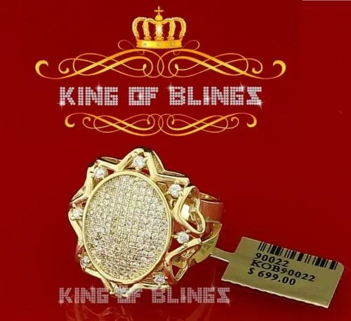King Of Bling's 925 Yellow Sterling Silver 1.50ct Cubic Zirconia Men's Cocktail Ring Size 11