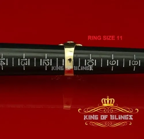 King Of Bling's 925 Yellow Sterling Silver 1.50ct Cubic Zirconia Men's Cocktail Ring Size 11