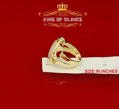 King Of Bling's 925 Yellow Sterling Silver 1.50ct Cubic Zirconia Men's Cocktail Ring Size 11