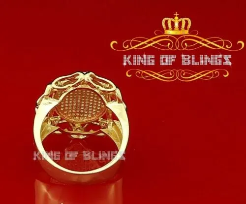 King Of Bling's 925 Yellow Sterling Silver 1.50ct Cubic Zirconia Men's Cocktail Ring Size 11