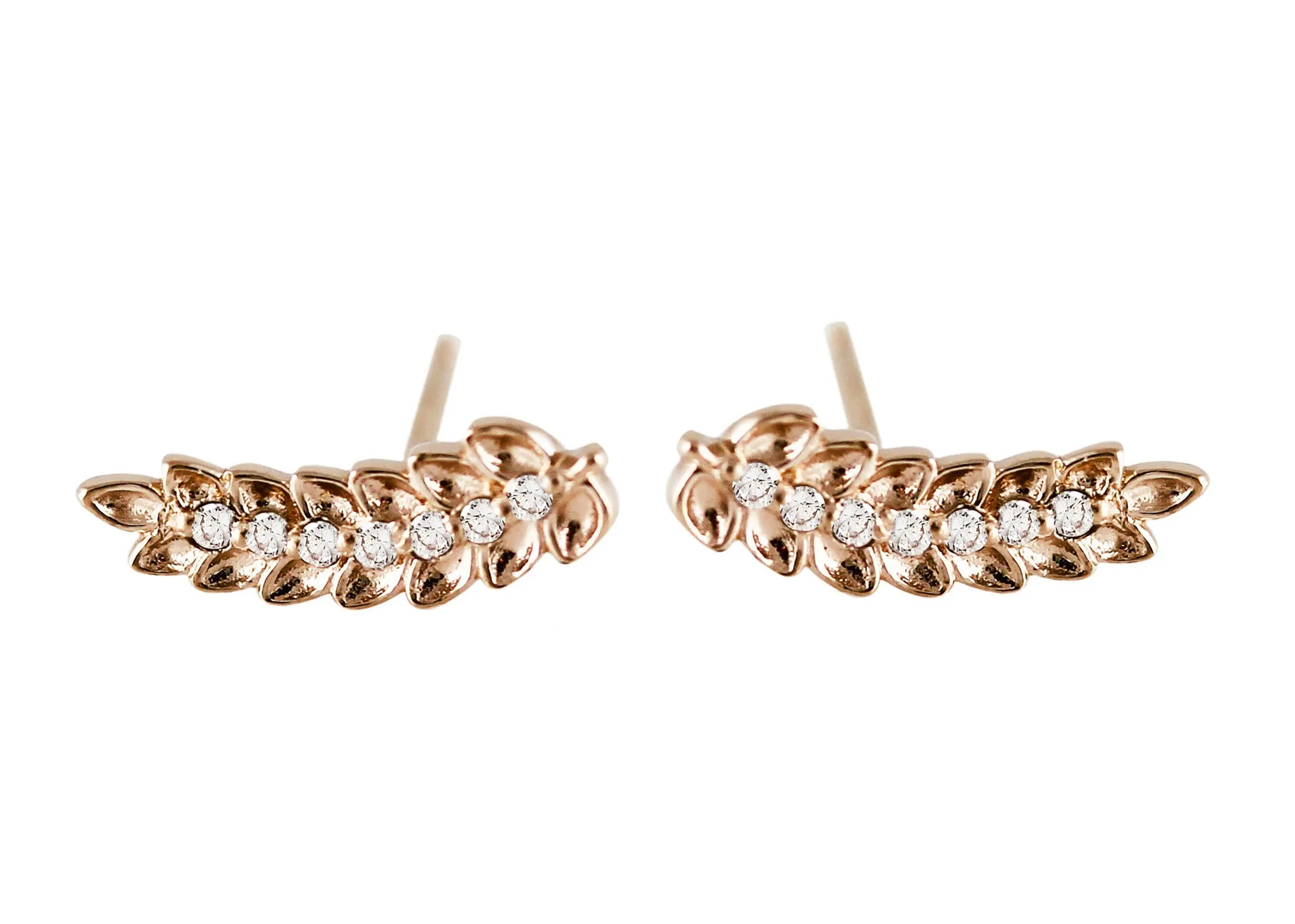 LEAF WITH DIAMOND STUDS