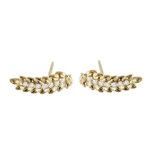 LEAF WITH DIAMOND STUDS