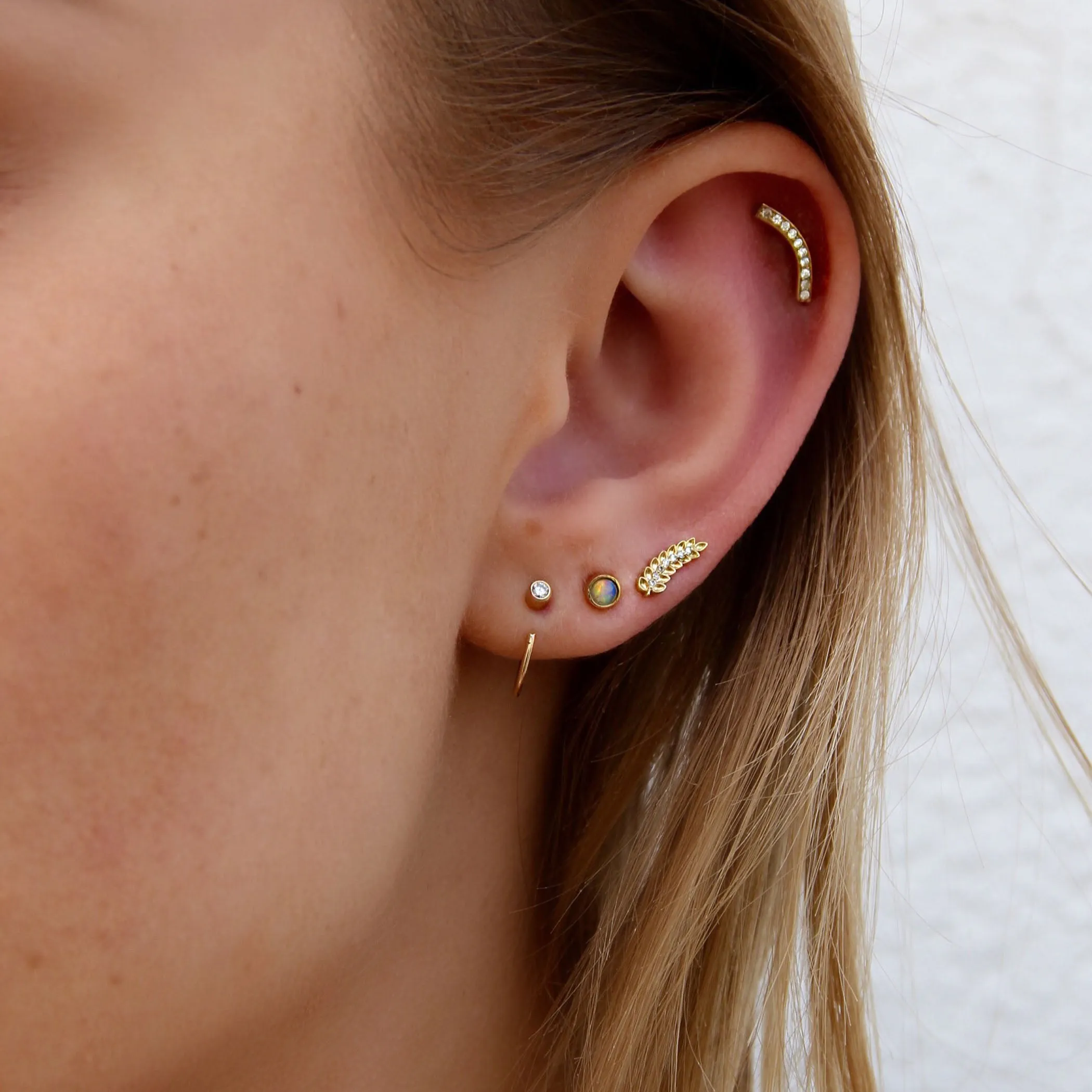 LEAF WITH DIAMOND STUDS