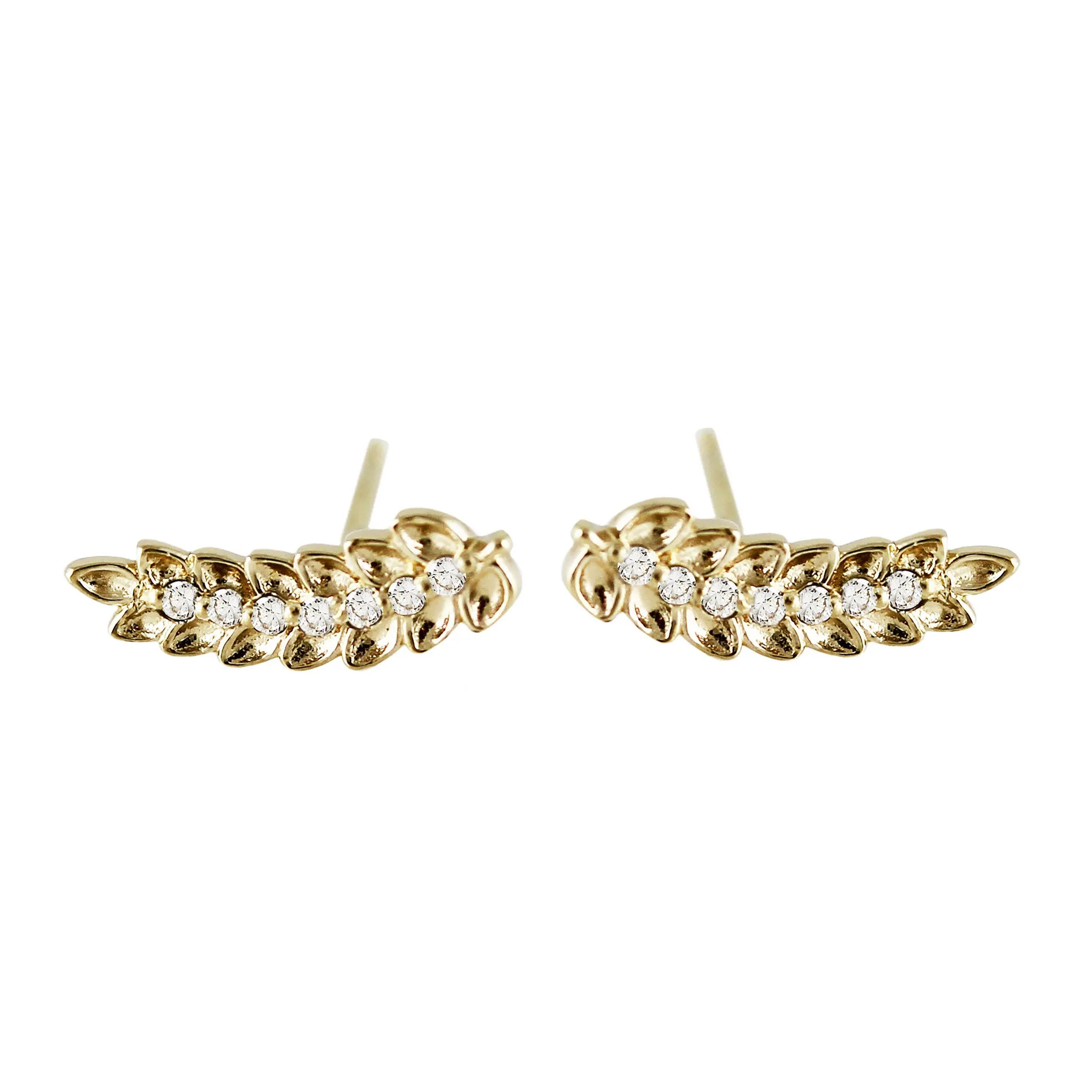 LEAF WITH DIAMOND STUDS