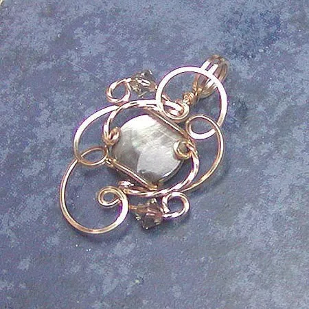 Luminous Black Mother-of-Pearl Shell Wire Wrapped Mini Pendant