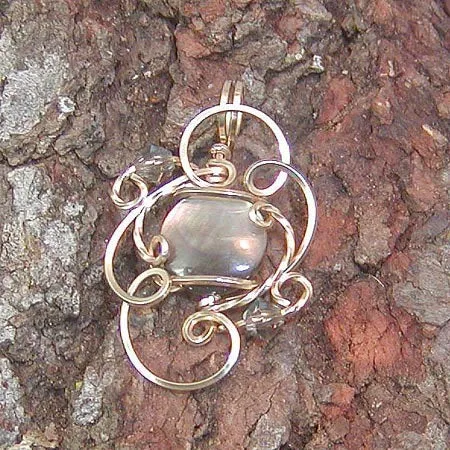 Luminous Black Mother-of-Pearl Shell Wire Wrapped Mini Pendant